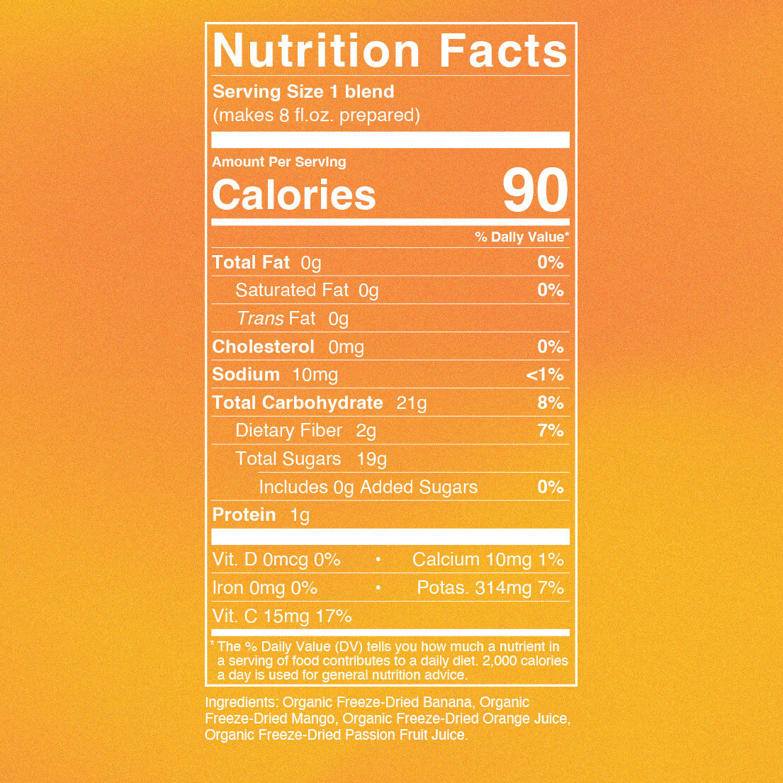Nutrition Facts: Tropical